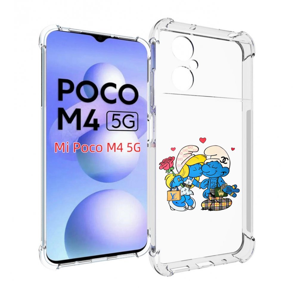 

Чехол MyPads модные-смурфики для Xiaomi Poco M4 5G, Прозрачный, Tocco
