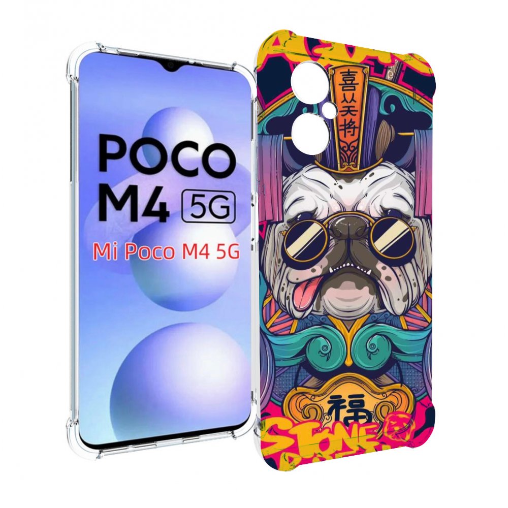 

Чехол MyPads мопс агро яркая для Xiaomi Poco M4 5G, Прозрачный, Tocco