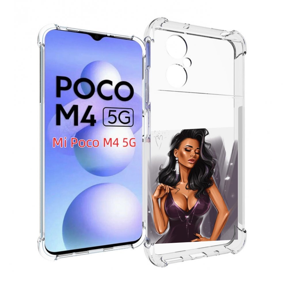 

Чехол MyPads нарисованная-девушка-в-фиолетовом-платье женский для Xiaomi Poco M4 5G, Прозрачный, Tocco
