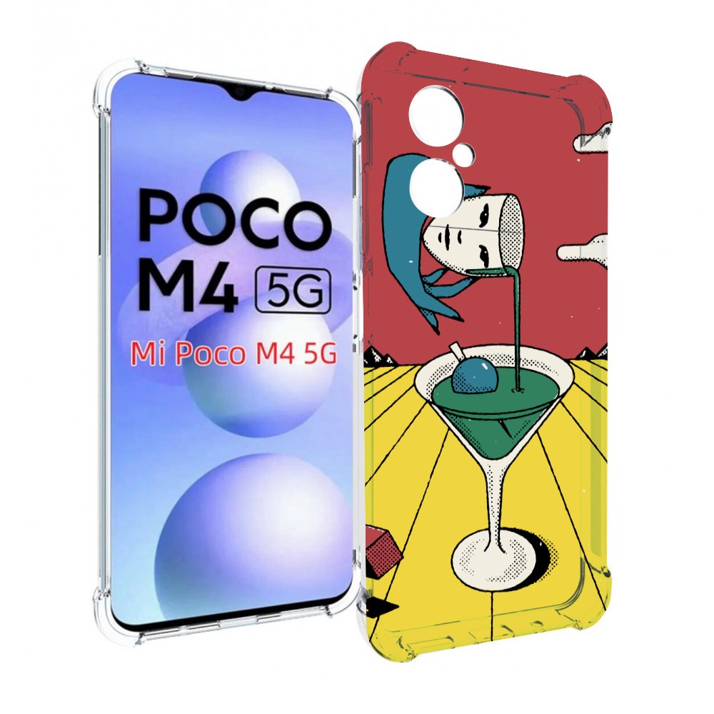 

Чехол MyPads необычный напиток для Xiaomi Poco M4 5G, Прозрачный, Tocco