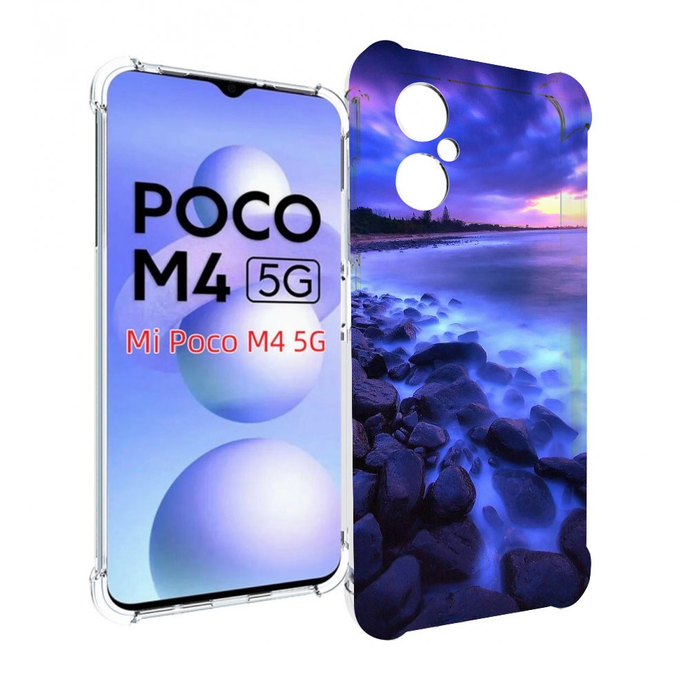 

Чехол MyPads неоновый берег для Xiaomi Poco M4 5G, Прозрачный, Tocco