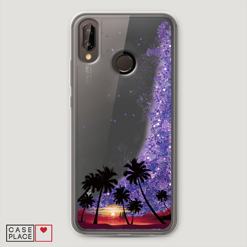 

Чехол Awog на Huawei P20 Lite/Nova 3e "Закат и пальмы", Разноцветный, 64492-1