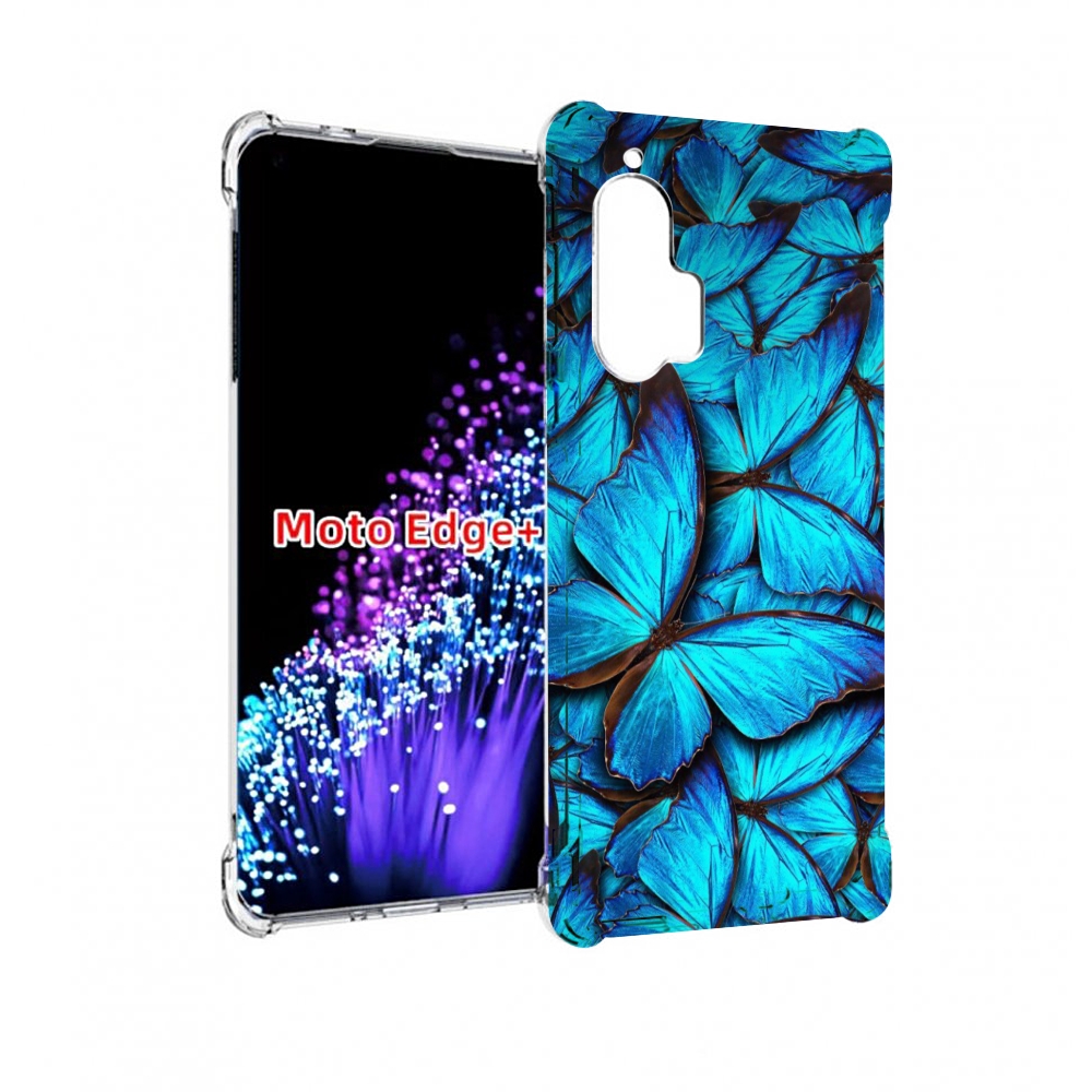 

Чехол MyPads бирюзовые бабочки для Motorola Edge+ Plus, Прозрачный, Tocco
