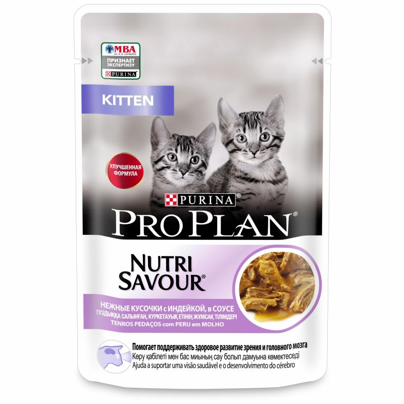 

Влажный корм для котят Pro Plan Nutri Savour Kitten, с индейкой, 85г, Nutri Savour Junior