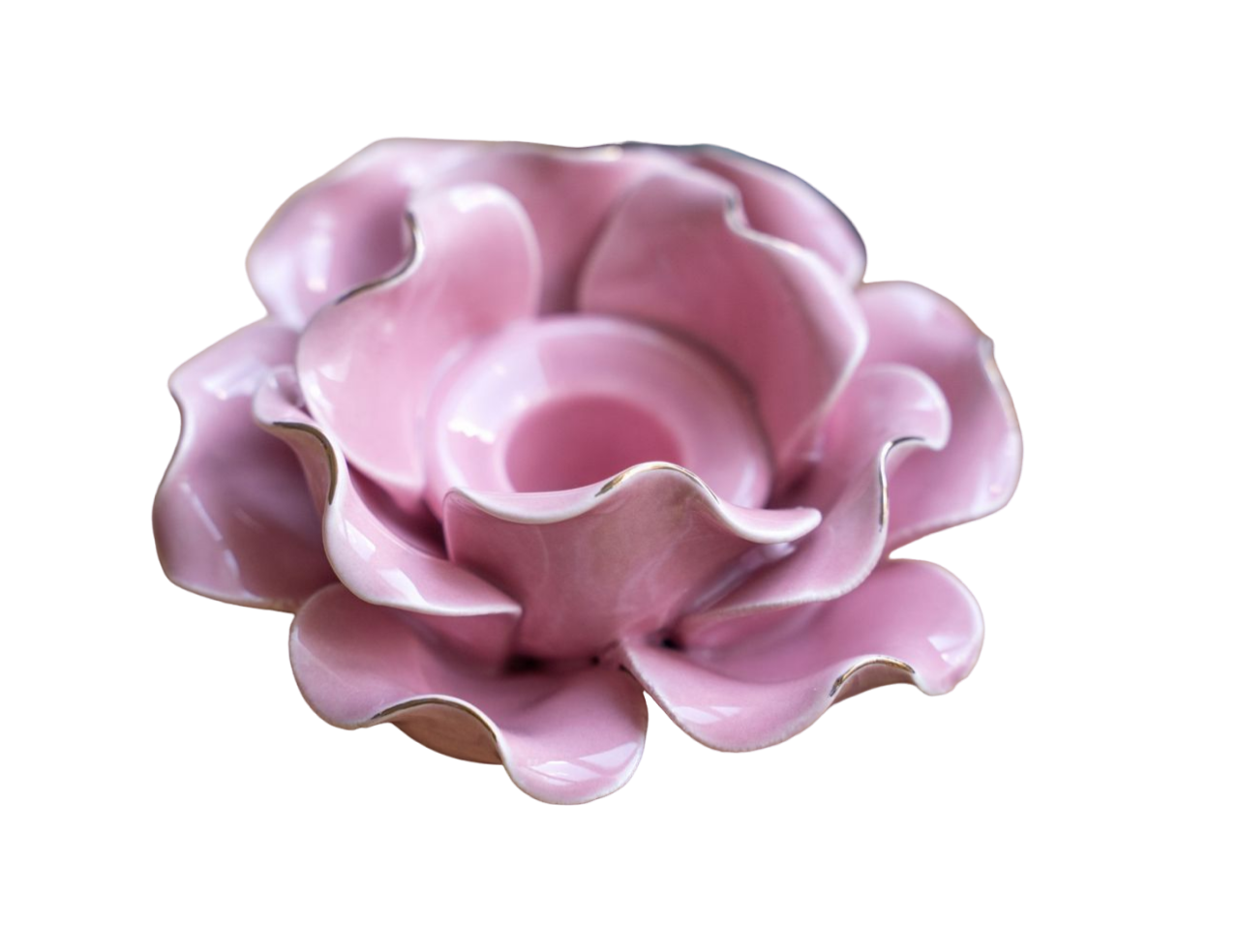 Керамический подсвечник РОЗАЙО для одной свечи, розовый, 11 см, Boltze