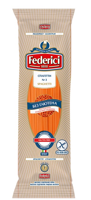 фото Спагетти federici № 3 безглютеновые из красной чечевицы 250 г