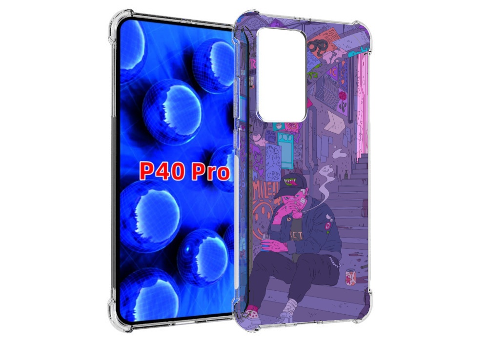 

Чехол MyPads парень в подъезде мультик для Huawei P40 Pro противоударный, Прозрачный, Tocco