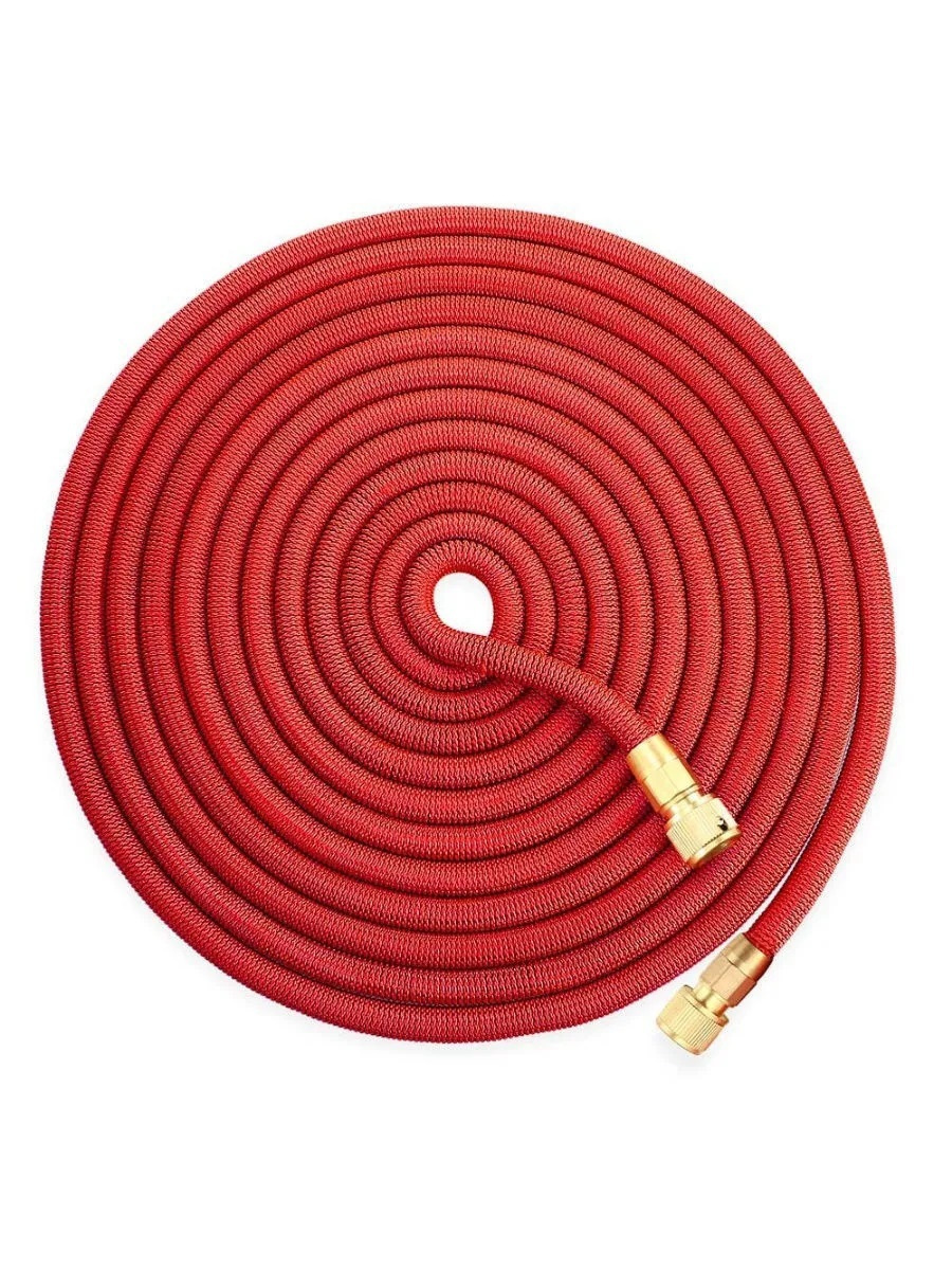 

Шланг садовый растягивающийся 25 метров для полива с распылителем, с металлическим соедине, Красный