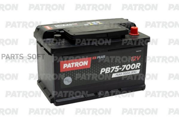 

Аккумулятор PATRON PLUS 12V 75AH 700A (R+) B13 278x175x175mm 15,3kg PATRON PB75-700R