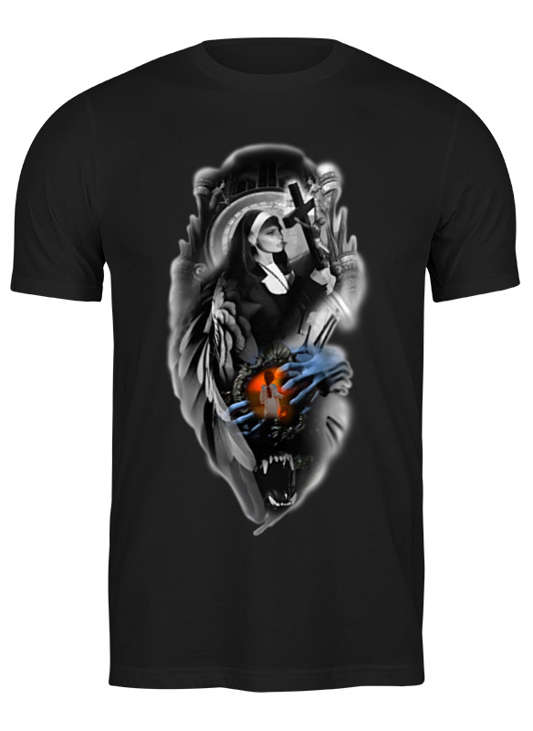 

Футболка мужская Монашка 3155890 Printio черная 3XL, Монашка 3155890