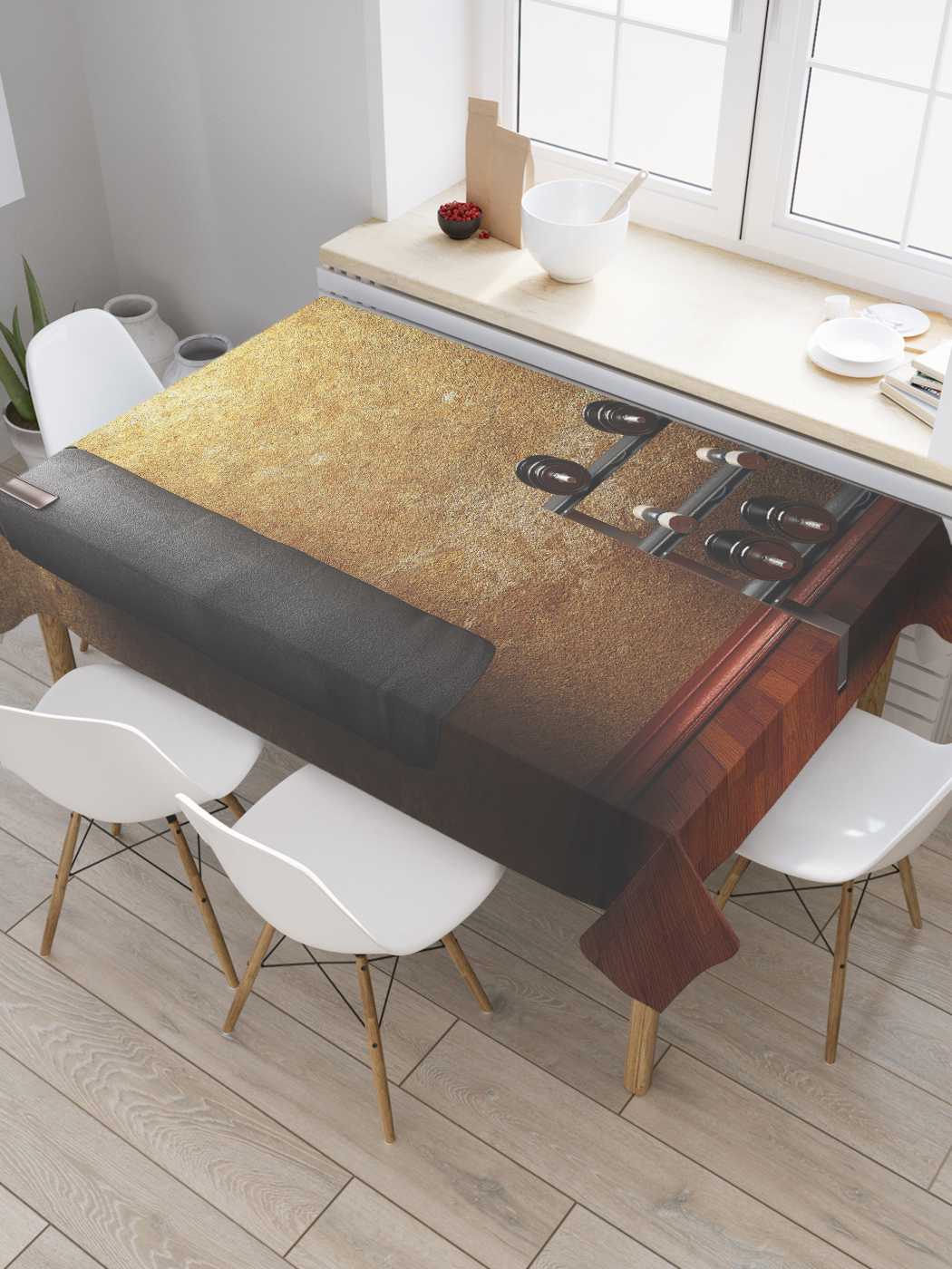 фото Скатерть прямоугольная joyarty на кухонный стол "фитнес зал" из оксфорда, 120x145 см