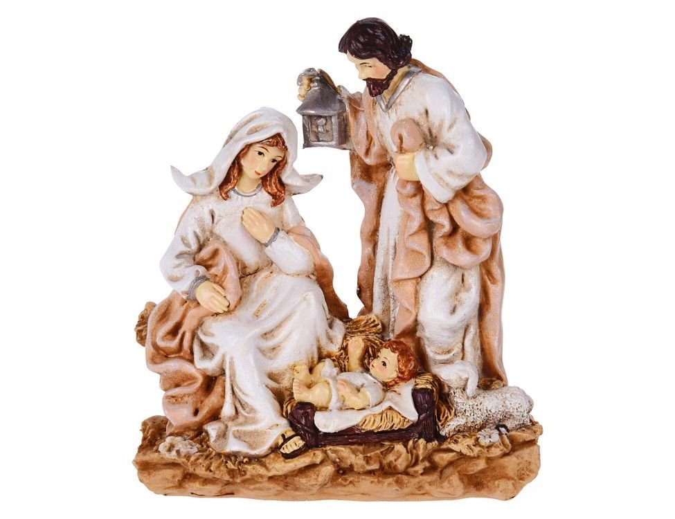 Рождественская композиция (с Иосифом снимающим накидку) полистоун, 18х15х7 см