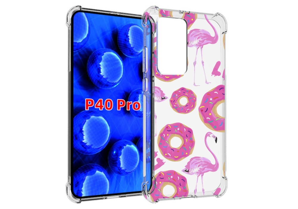 

Чехол MyPads пончики-фламинго для Huawei P40 Pro противоударный, Прозрачный, Tocco