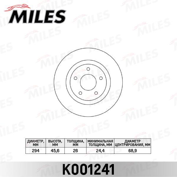 

MILES K001241 Диск тормозной передний MITSUBISHI ASX 10- (TRW DF4932) K001241