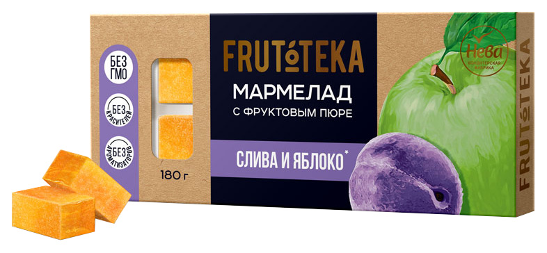 Мармелад Frutoteka с фруктовым пюре слива и яблоко 180 г