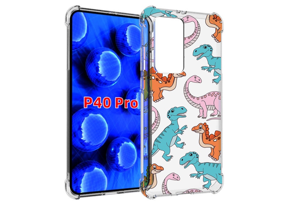 

Чехол MyPads разные-динозаврики для Huawei P40 Pro противоударный, Прозрачный, Tocco
