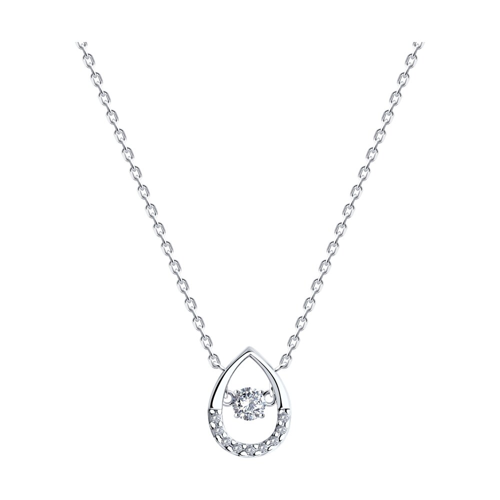 

Колье из серебра 38 см SOKOLOV 94070822, фианит, 94070822