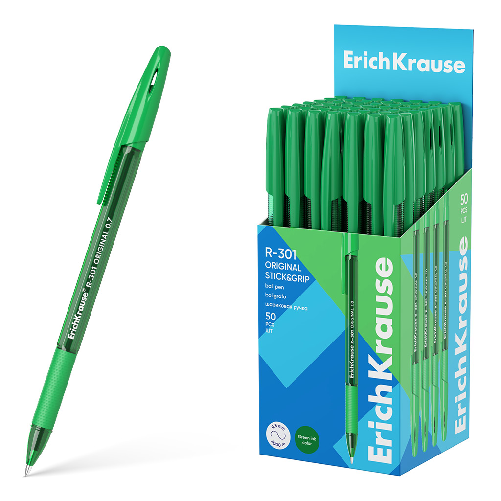 

Ручка шариковая EK R-301 Stick&Grip Original, 60975, цвет зеленый в коробке по 50 штук