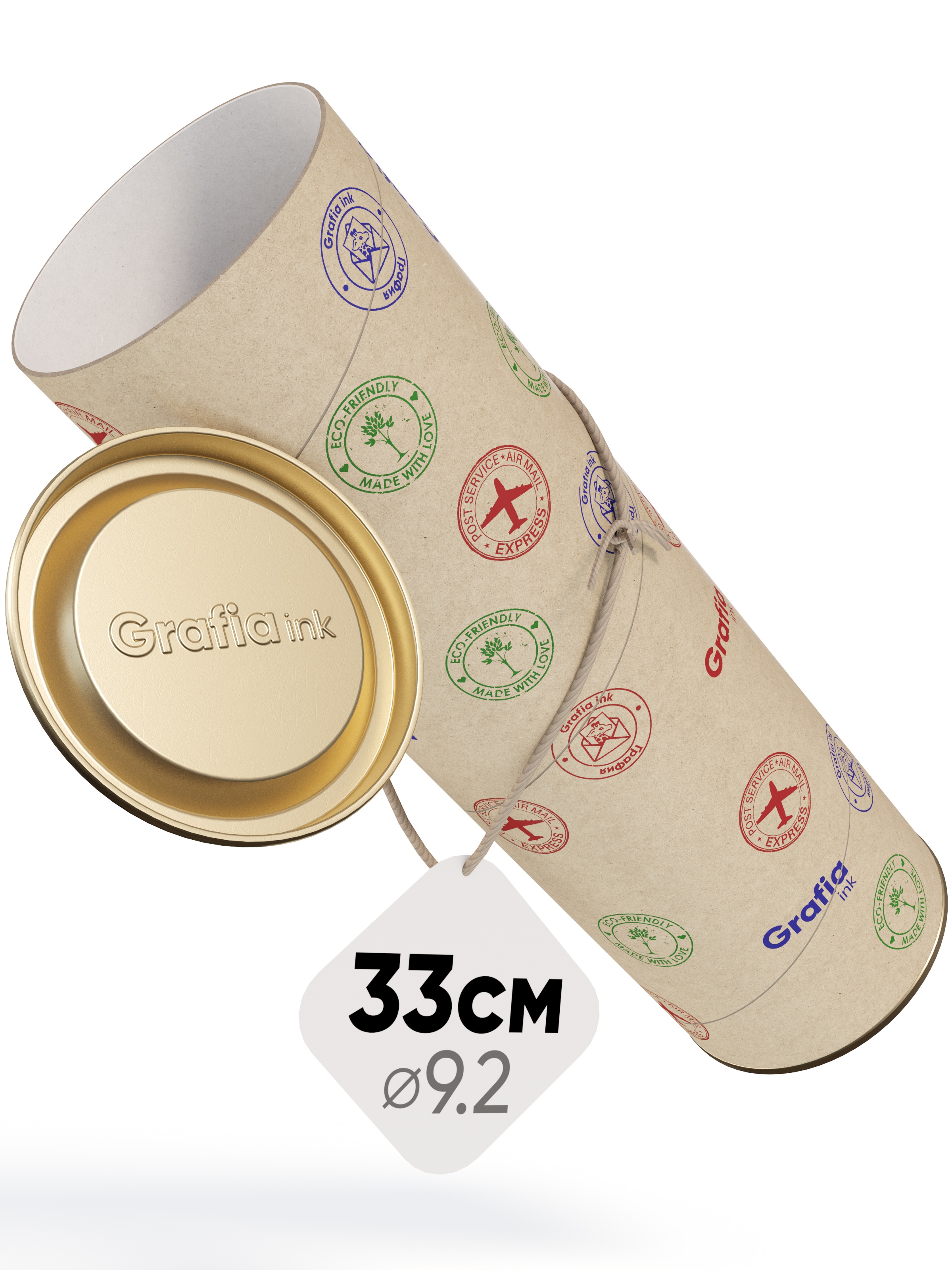 

Тубус картонный Grafia.ink 33×10см 2.1л почтовый, 33x10см 2.1л почтовый