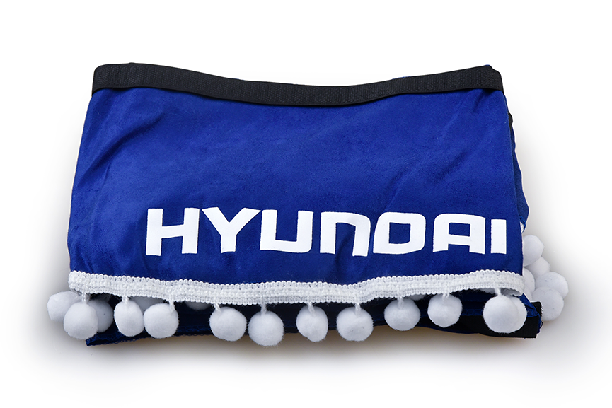 

Ламбрекен лобового стекла и угол на грузовик HYUNDAI (польская ткань), Белый;синий