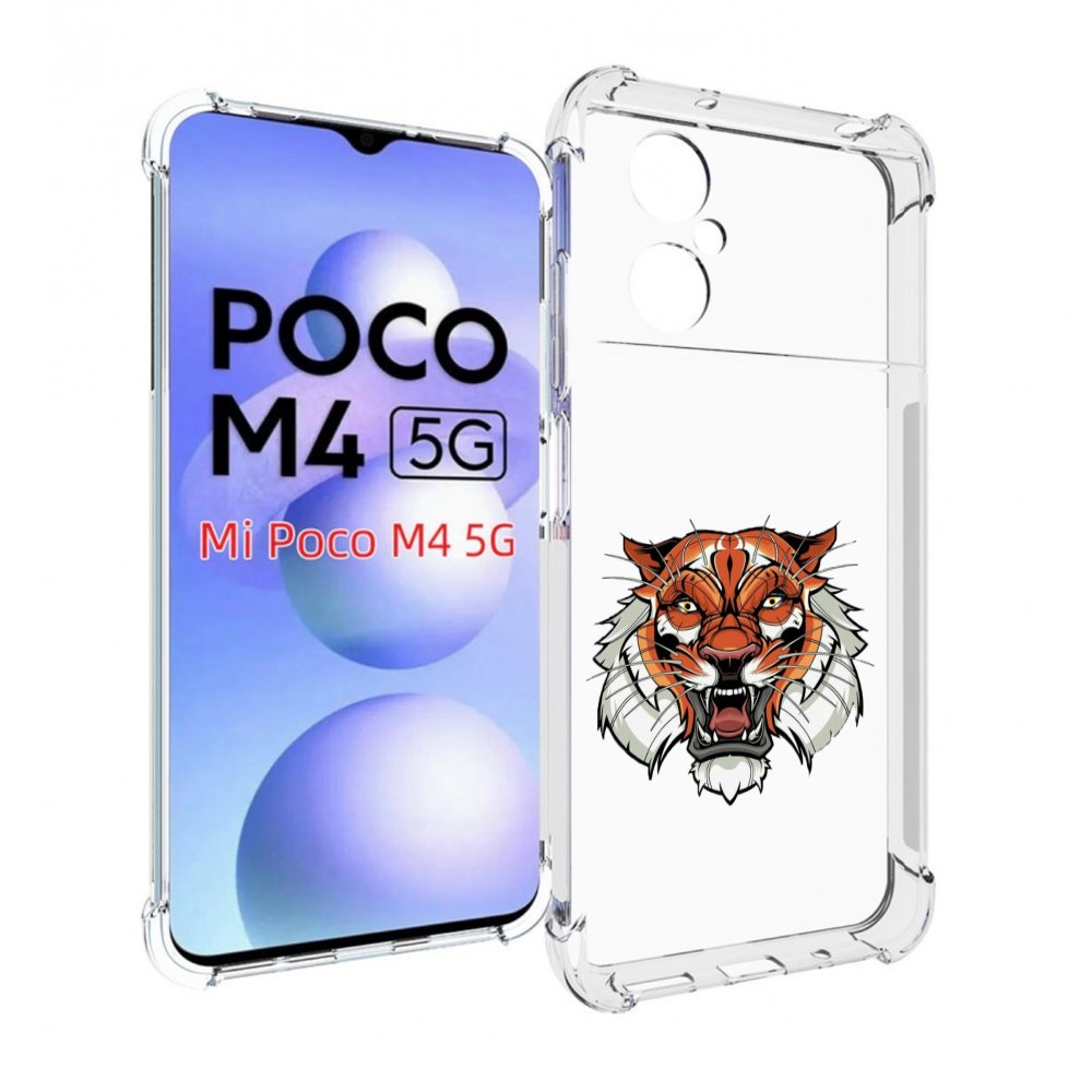 

Чехол MyPads оранжевый седой тигр для Xiaomi Poco M4 5G, Прозрачный, Tocco