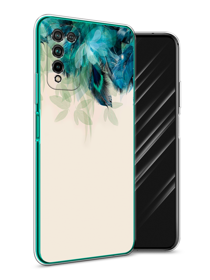 фото Чехол awog "перья голубого цвета" для honor 10x lite
