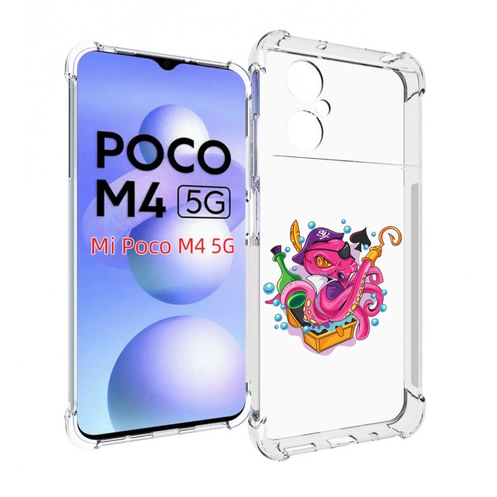 

Чехол MyPads осьминог пират детский для Xiaomi Poco M4 5G, Прозрачный, Tocco