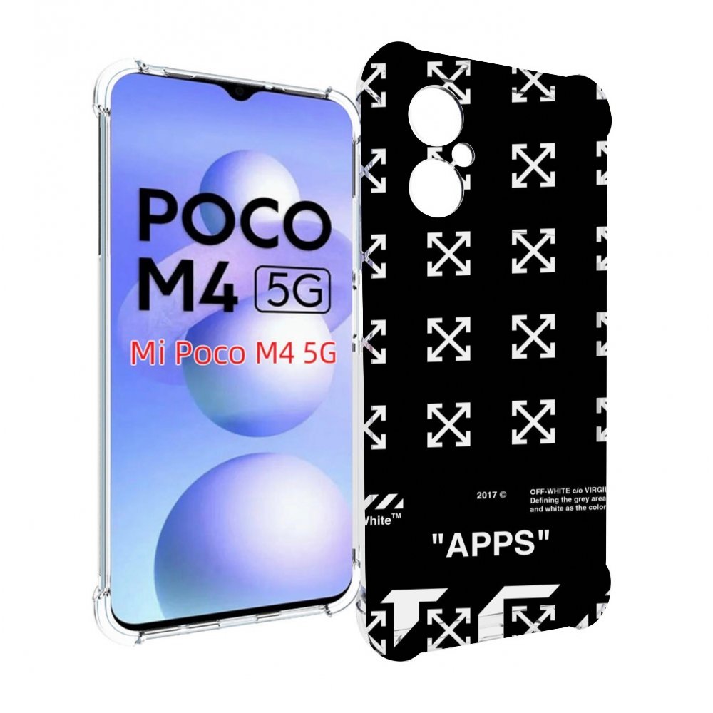 Чехол MyPads оф-вайт-значки для Xiaomi Poco M4 5G