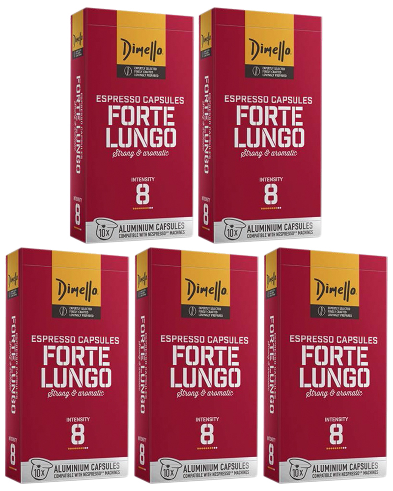 Кофе Dimello в капсулах Forte Lungo, 5 упаковки по 10 шт