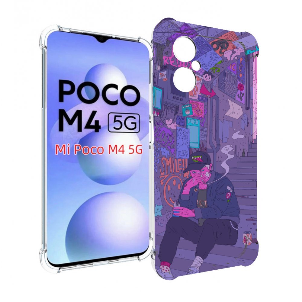 

Чехол MyPads парень в подъезде мультик для Xiaomi Poco M4 5G, Прозрачный, Tocco