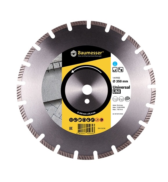

Круг алмазный Distar ф350х3,5х10х25,4 Baumesser Universal 94120129024