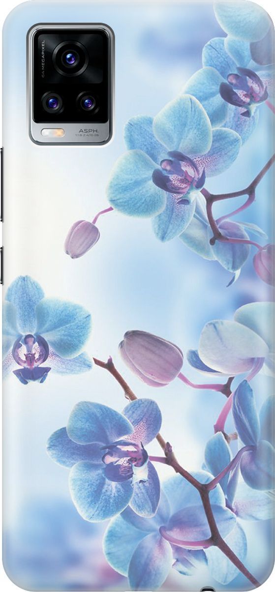 

Силиконовый чехол на Vivo V20 "Голубые орхидеи", Голубой;серый, 159672