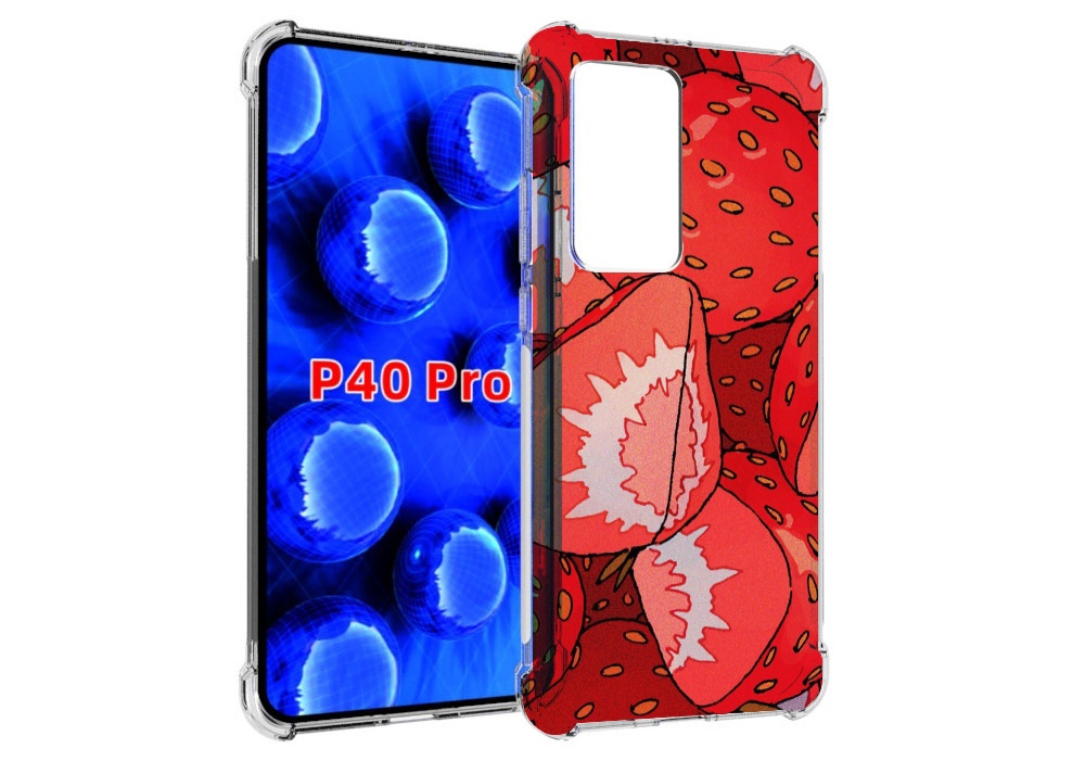 

Чехол MyPads рисованная-клубника для Huawei P40 Pro противоударный, Прозрачный, Tocco