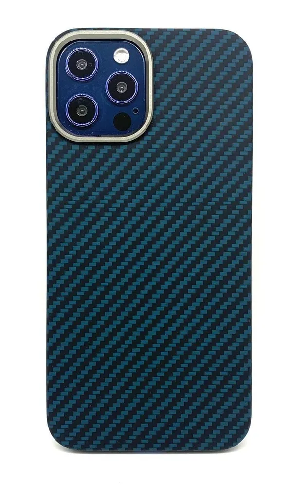 фото Чехол-накладка k-doo kevlar case для iphone 12 pro max карбоновый, черно-синий в полоску