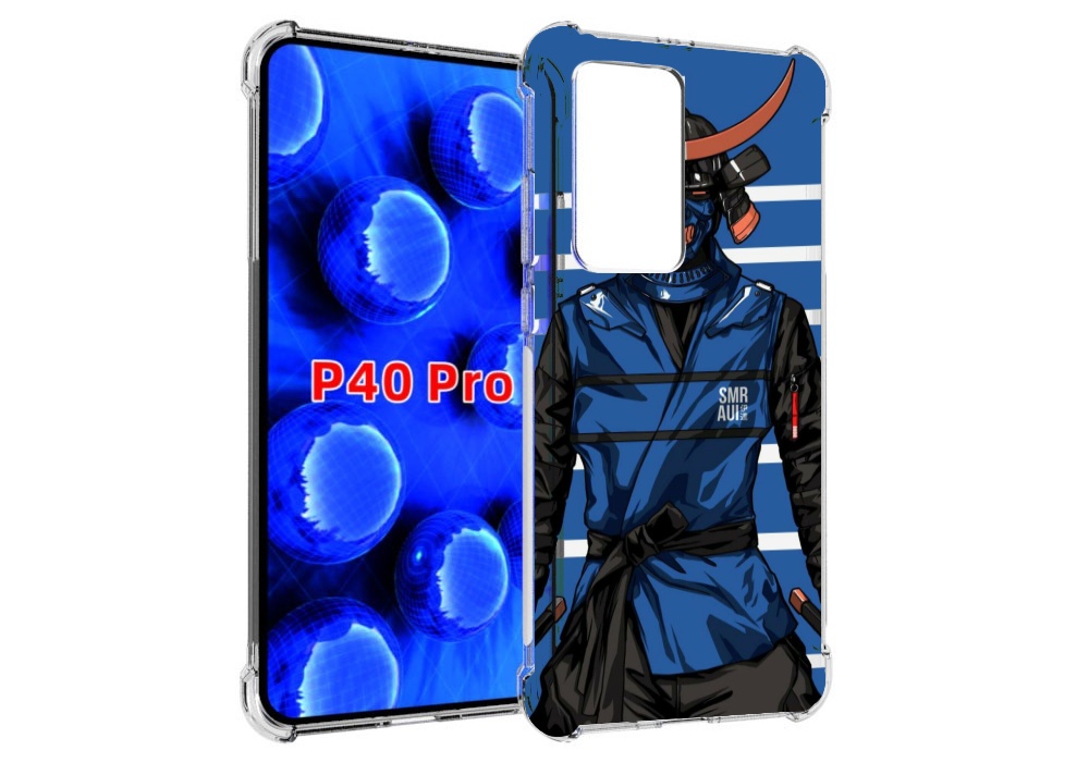 Чехол MyPads самурай в синей форме для Huawei P40 Pro противоударный