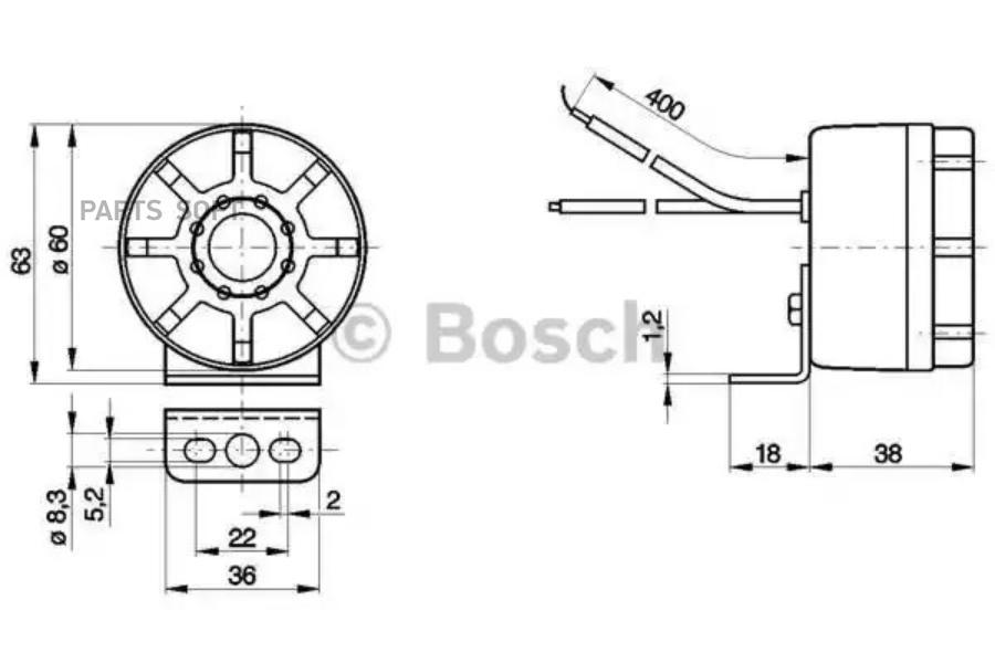 0 986 334 001_сигнал заднего хода !с кронштейном звуковой 12/24V D=70mm >97dB 3000+-200HzU