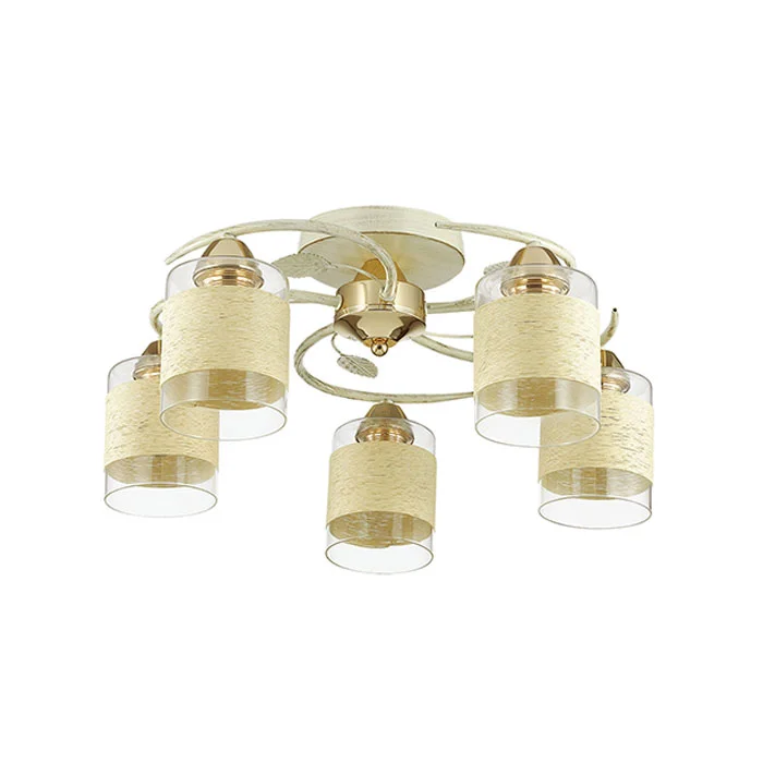 

3029/5C COMFI LN16 075 золото/беж/стекло/декор.тесьма E27 5x60W 220V FILLA