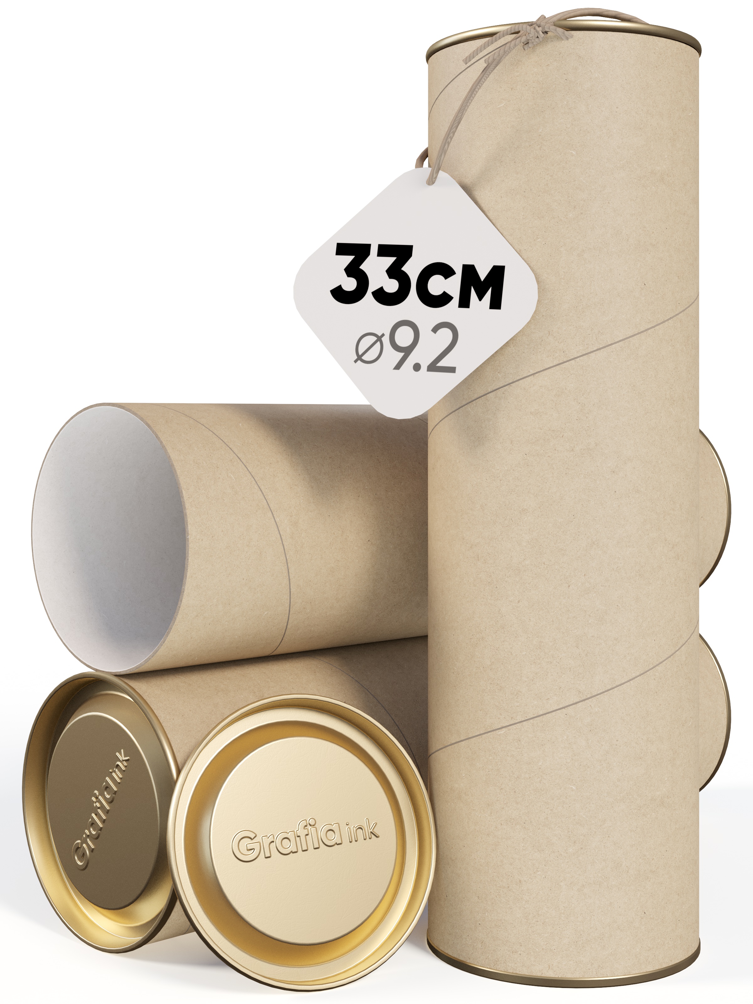 

Тубус картонный Grafia.ink 33×10см 2.1л ×3 крафтовый, 33x10см 2.1л x3 крафтовый