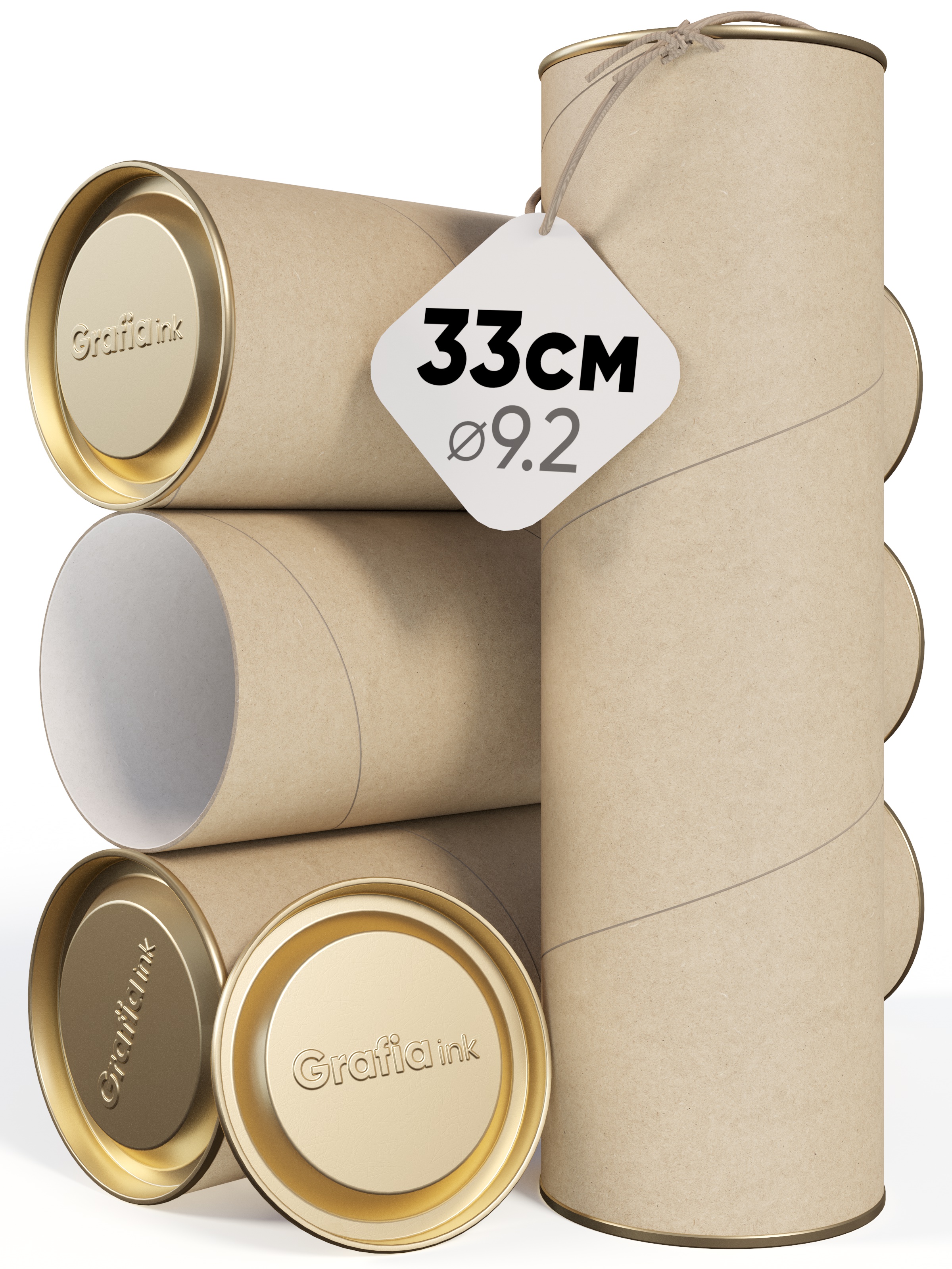 

Тубус картонный Grafia.ink 33×10см 2.1л ×4 крафтовый, 33x10см 2.1л x4 крафтовый