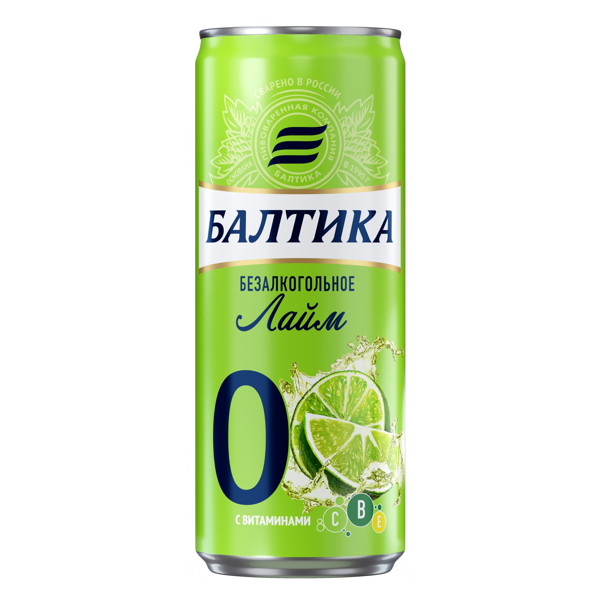 Пивной напиток, Балтика №0 безалкогольное Лайм, 0.33 л, банка