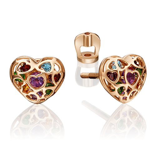 

Серьги-пусеты из красного золота с хромдиопсидом PLATINA jewelry 02-4565-00-728-1110-57, 02-4565-00-728-1110-57