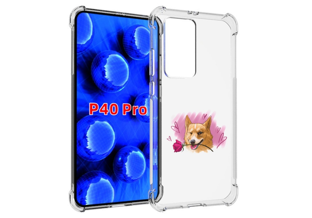Чехол MyPads собачка-с-розочкой для Huawei P40 Pro противоударный
