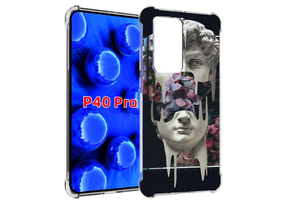 Чехол MyPads статуя-с-цветами-внутри для Huawei P40 Pro противоударный