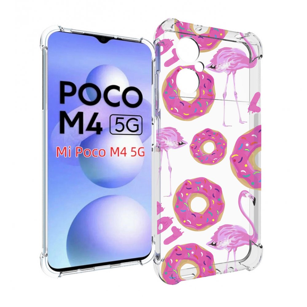 

Чехол MyPads пончики-фламинго для Xiaomi Poco M4 5G, Прозрачный, Tocco