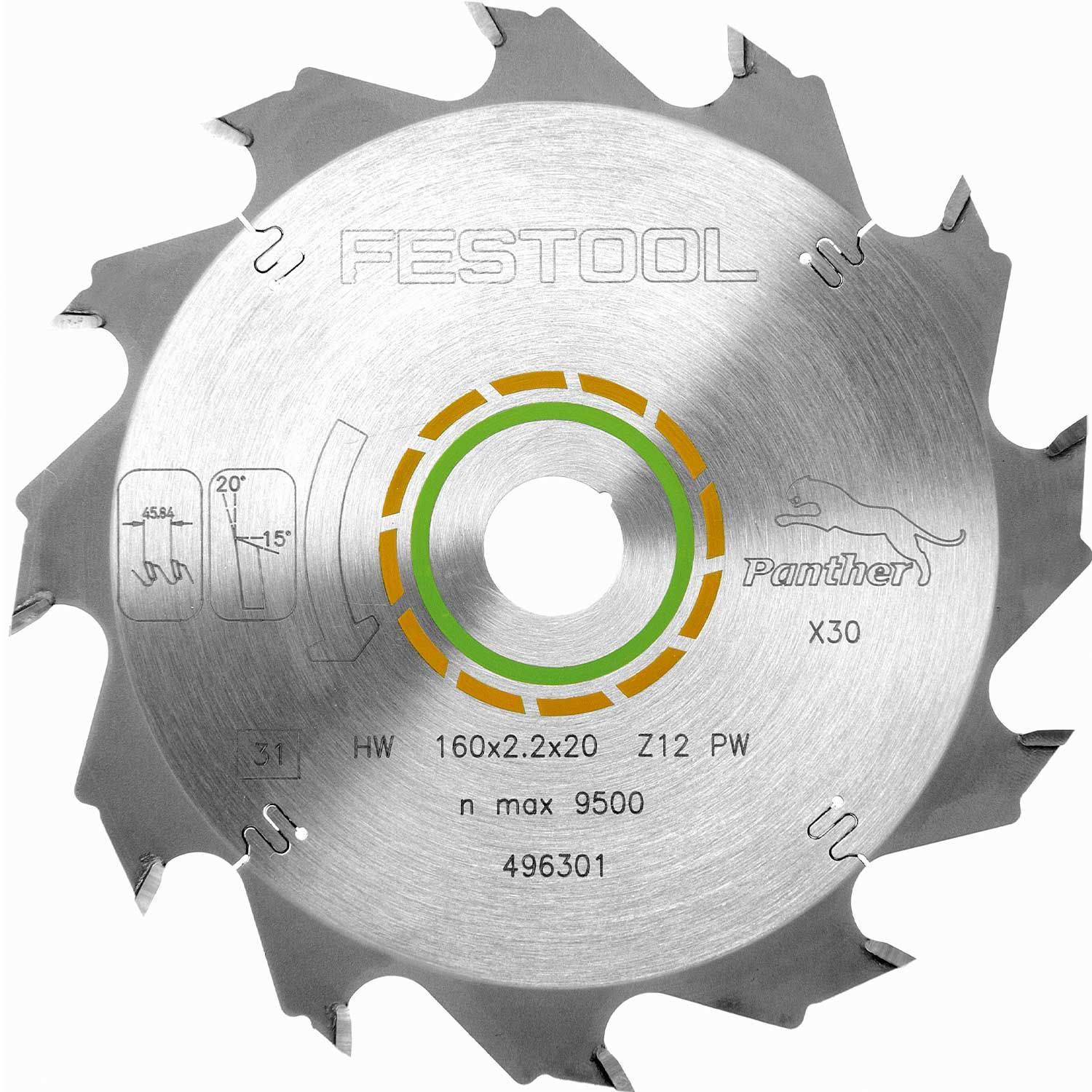 Пильный диск Festool HW 160x2,2x20 PW12 496301 пильный диск для алюминия и полимерных материалов festool 160x2 2x20 tf52