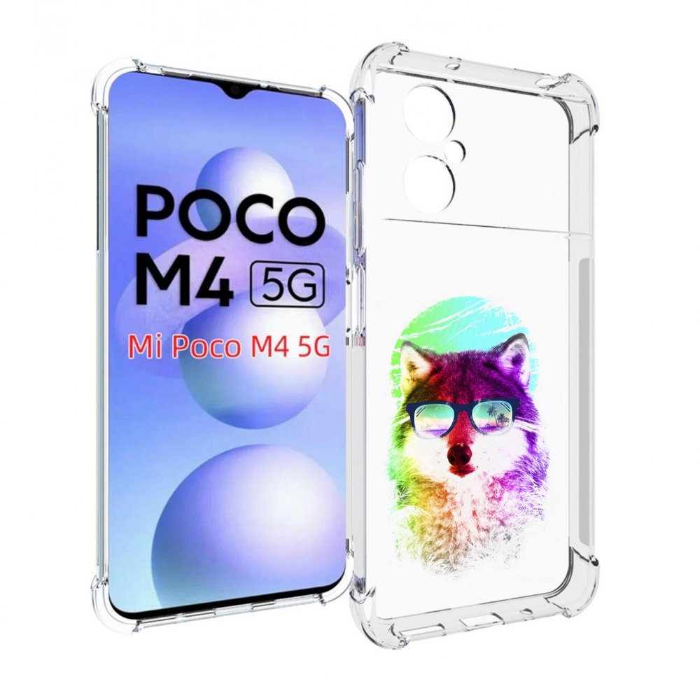 

Чехол MyPads радужный волк детский для Xiaomi Poco M4 5G, Прозрачный, Tocco