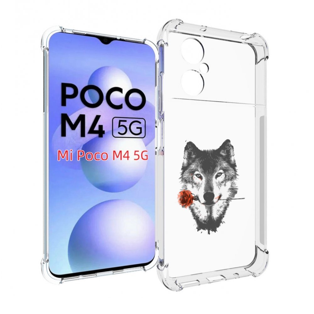 

Чехол MyPads волк с розой для Xiaomi Poco M4 5G, Прозрачный, Tocco