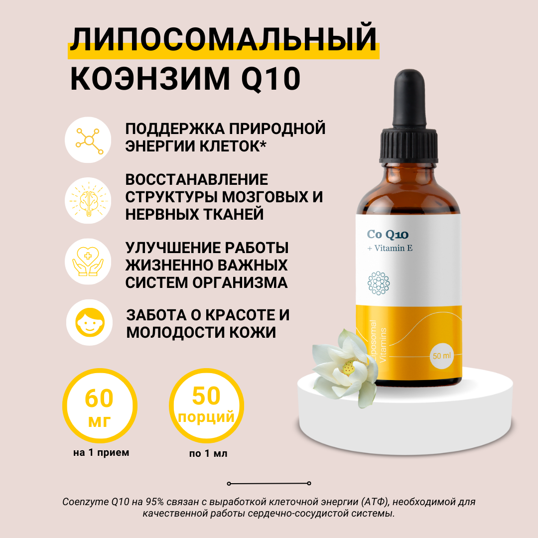 Липосомальный Коэнзим Q10 60 мг Liposomal Vitamins жидкость 50 мл