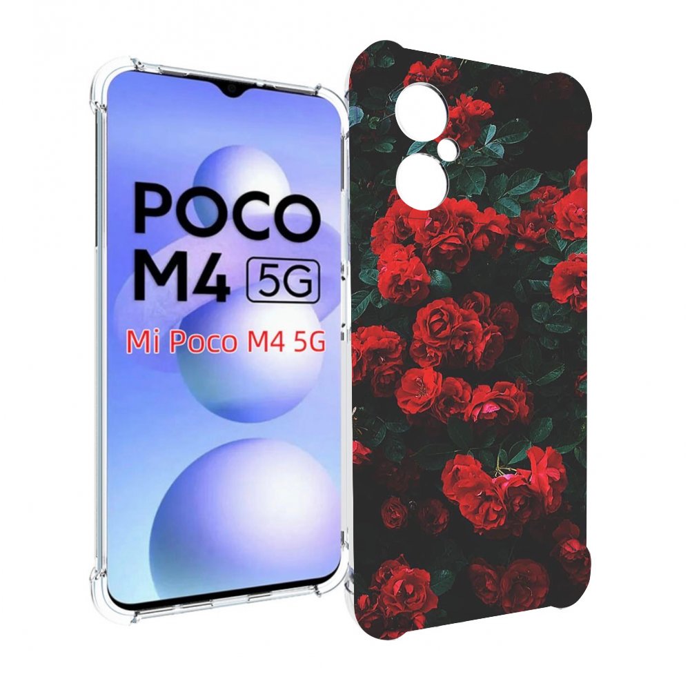 

Чехол MyPads розы-в-листьях для Xiaomi Poco M4 5G, Прозрачный, Tocco