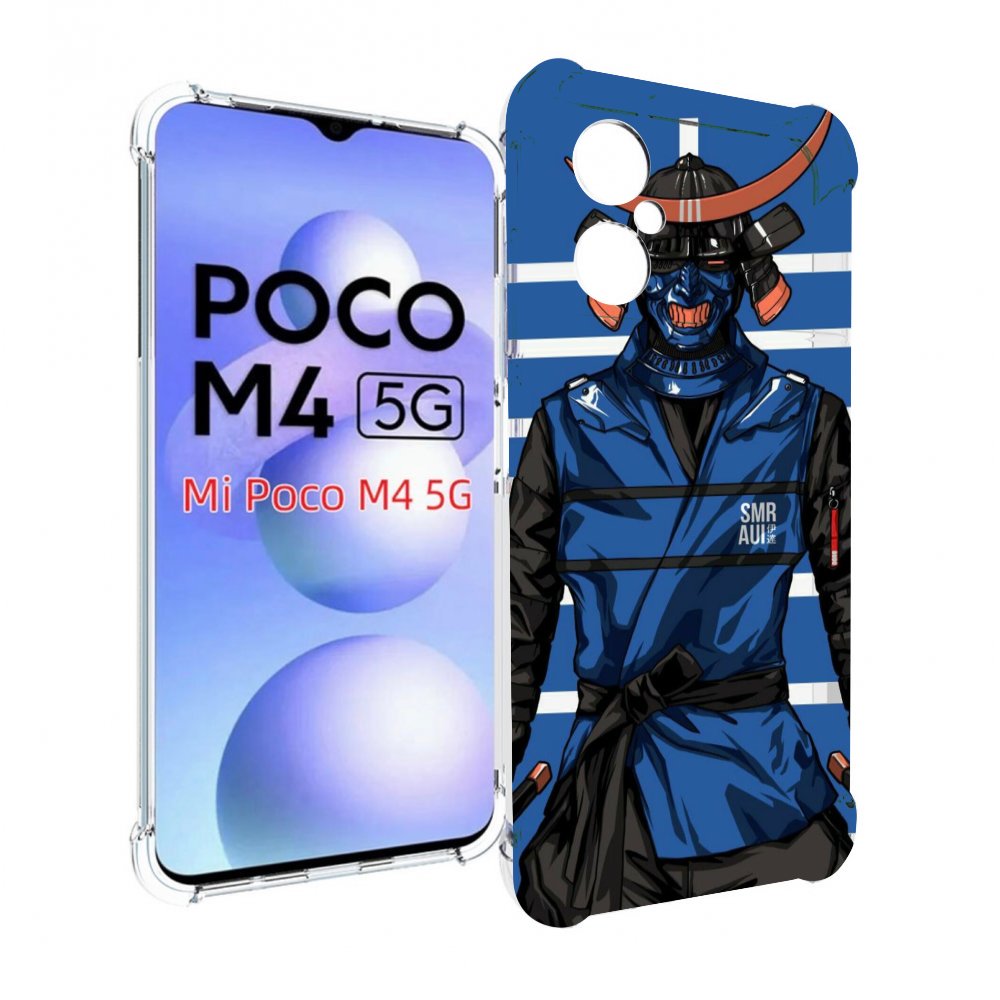 

Чехол MyPads самурай в синей форме для Xiaomi Poco M4 5G, Прозрачный, Tocco